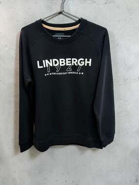 Lindbergh Brand Carrier O-Neck Graphic Sweater - Black